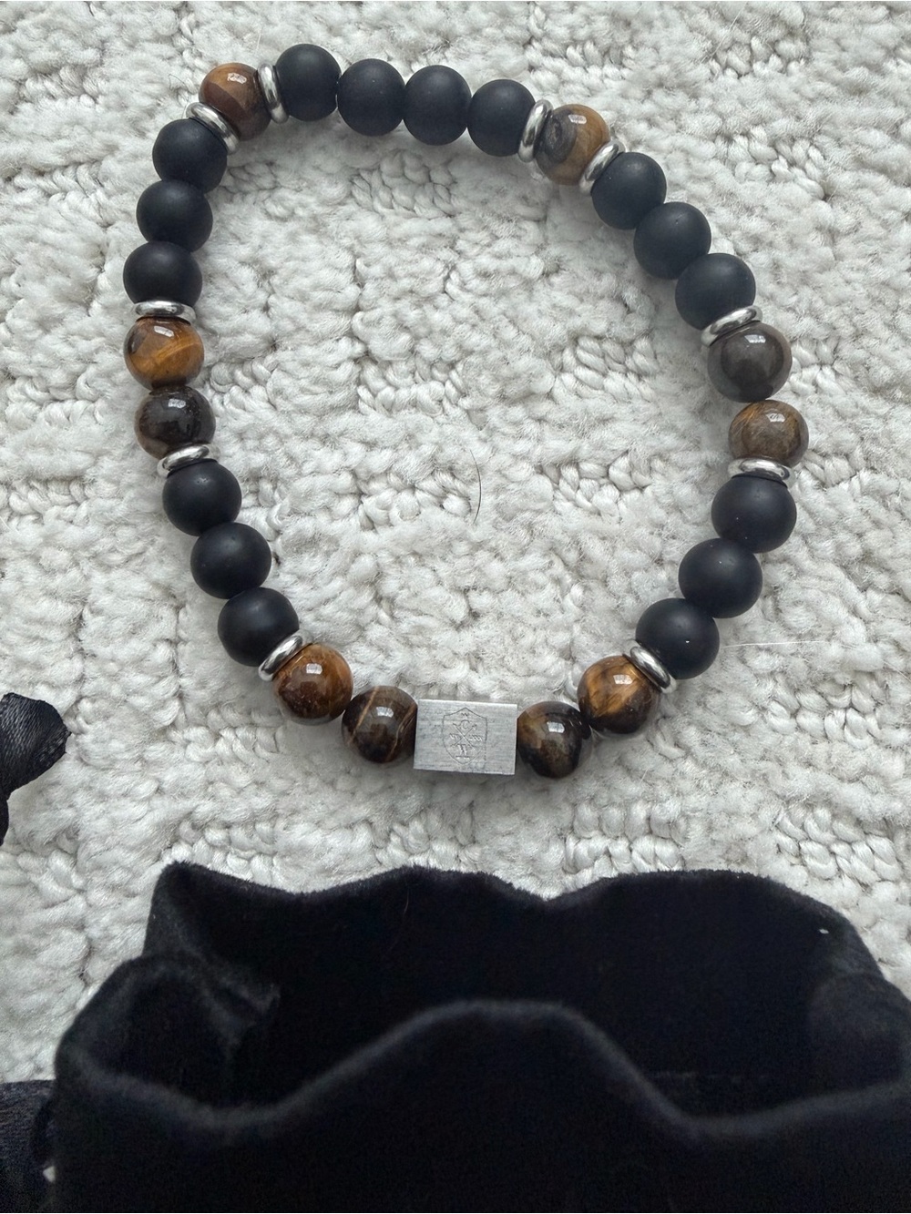 Men's Black & Brown Beaded Bracelet - Picture 2 of 4